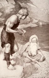 Finn trouve le Saumon de la Connaissance, illustration de 